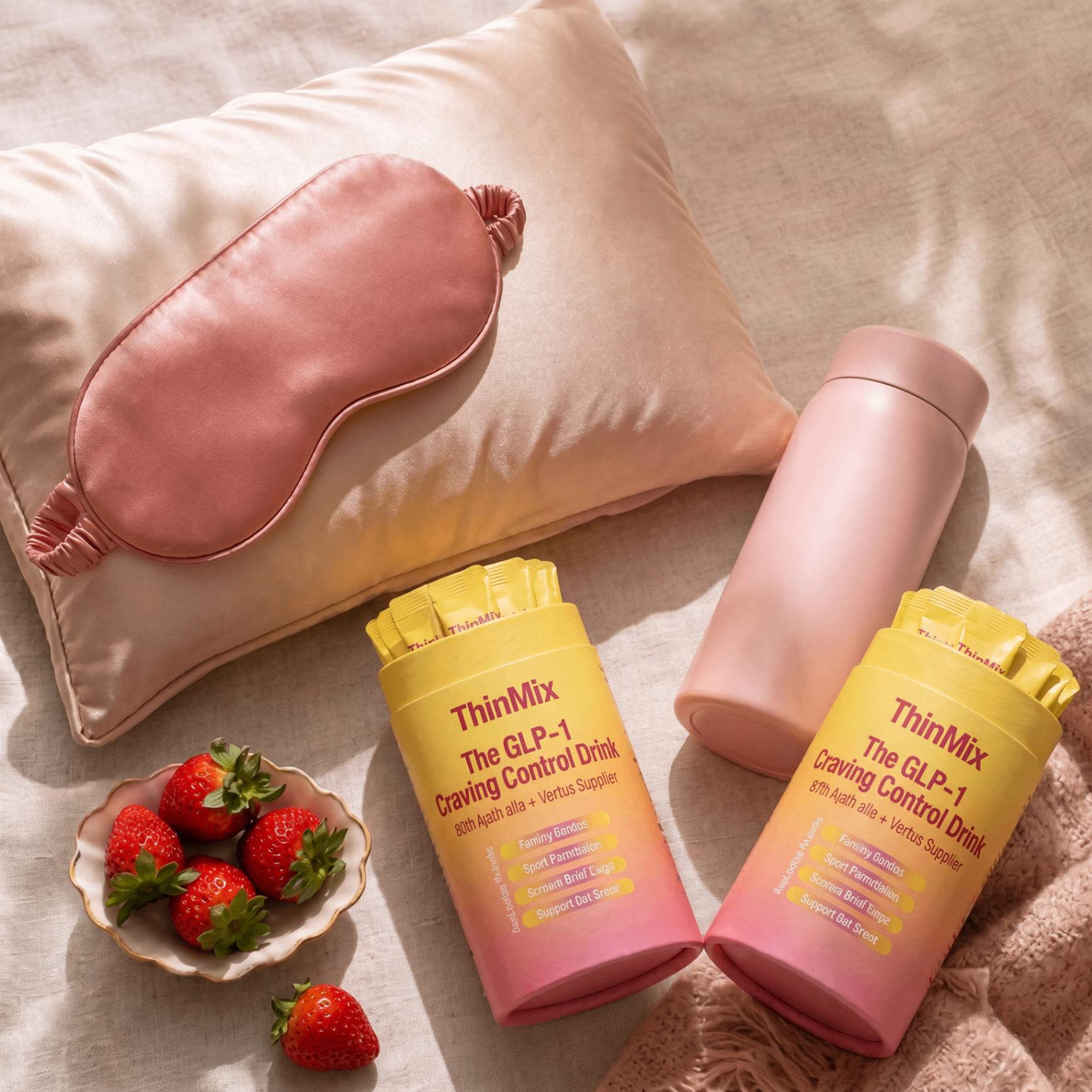 ThinMix 60-Day Reset Program, two tubs with satin pillowcase, eye mask and insulated bottle